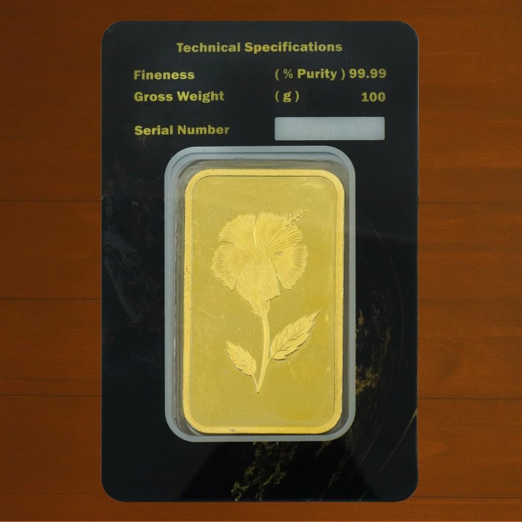 100 Grams Floral Pattern Gold Bar