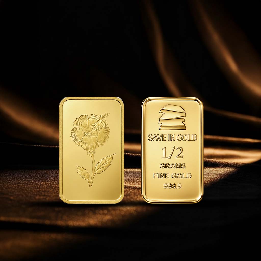 1/2 Gram Elegant Flower Gold Bar
