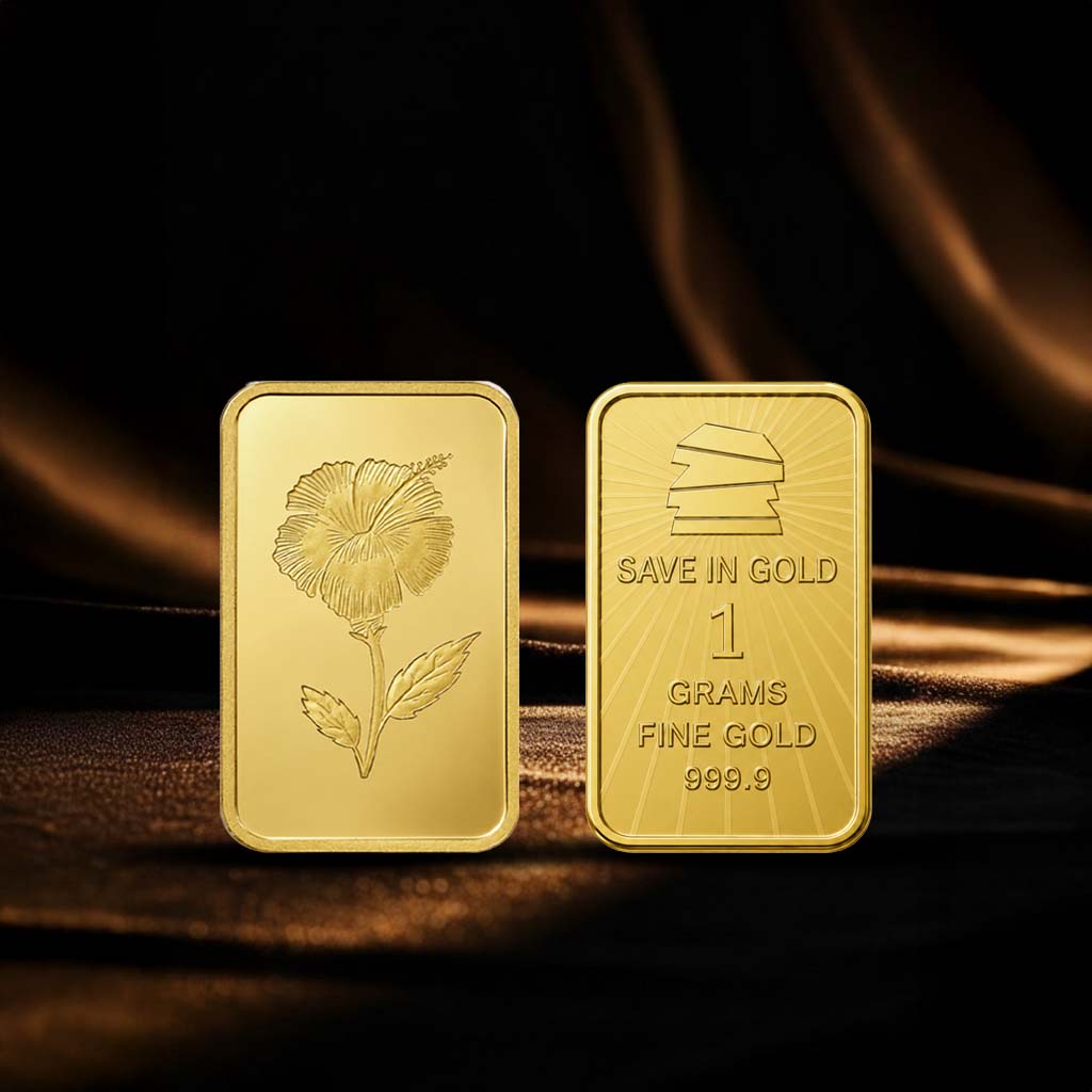 1 Gram Elegant Flower Gold Bar