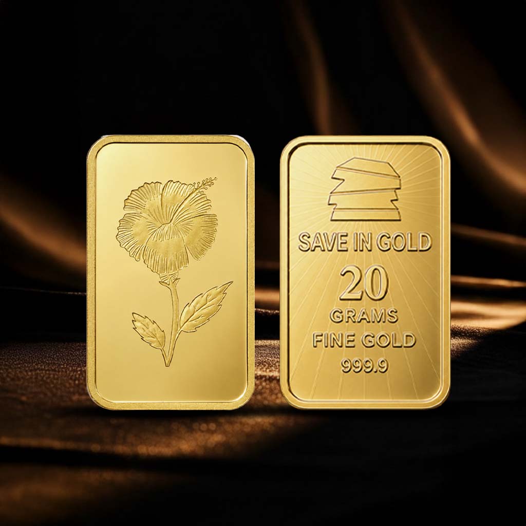 20 Grams Flower Motif Gold Bar