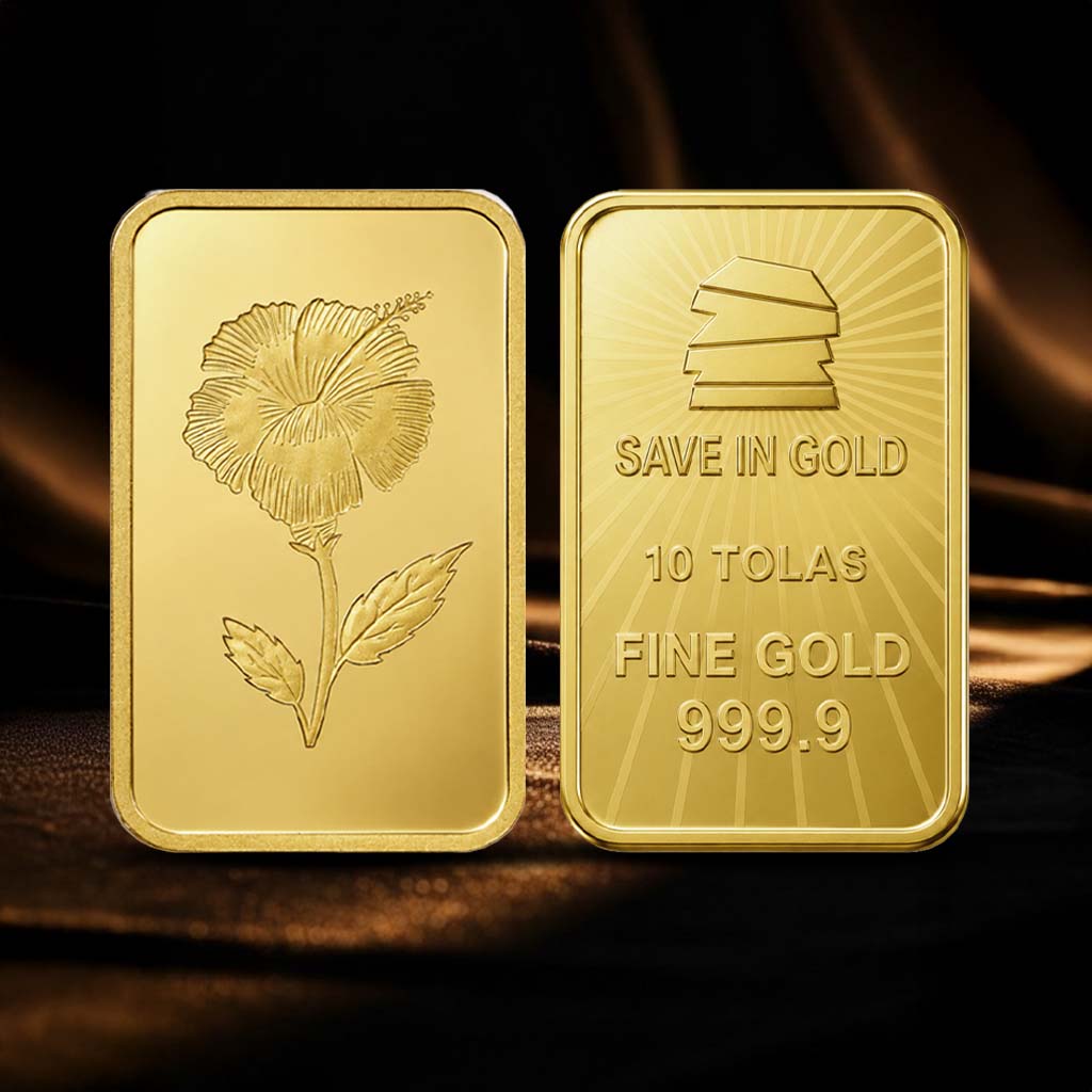 10 Tolas Elegant Flower Gold Bar
