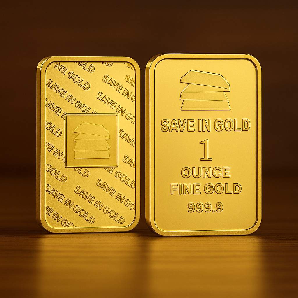 Save in Gold 1 Ounce Fine Gold Bar - 999.9 Purity