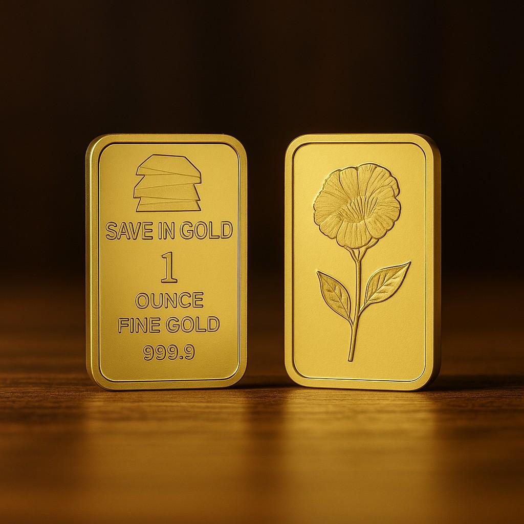 Save in Gold 1 Ounce Rectangle Fine Gold Bar - 999.9 Purity