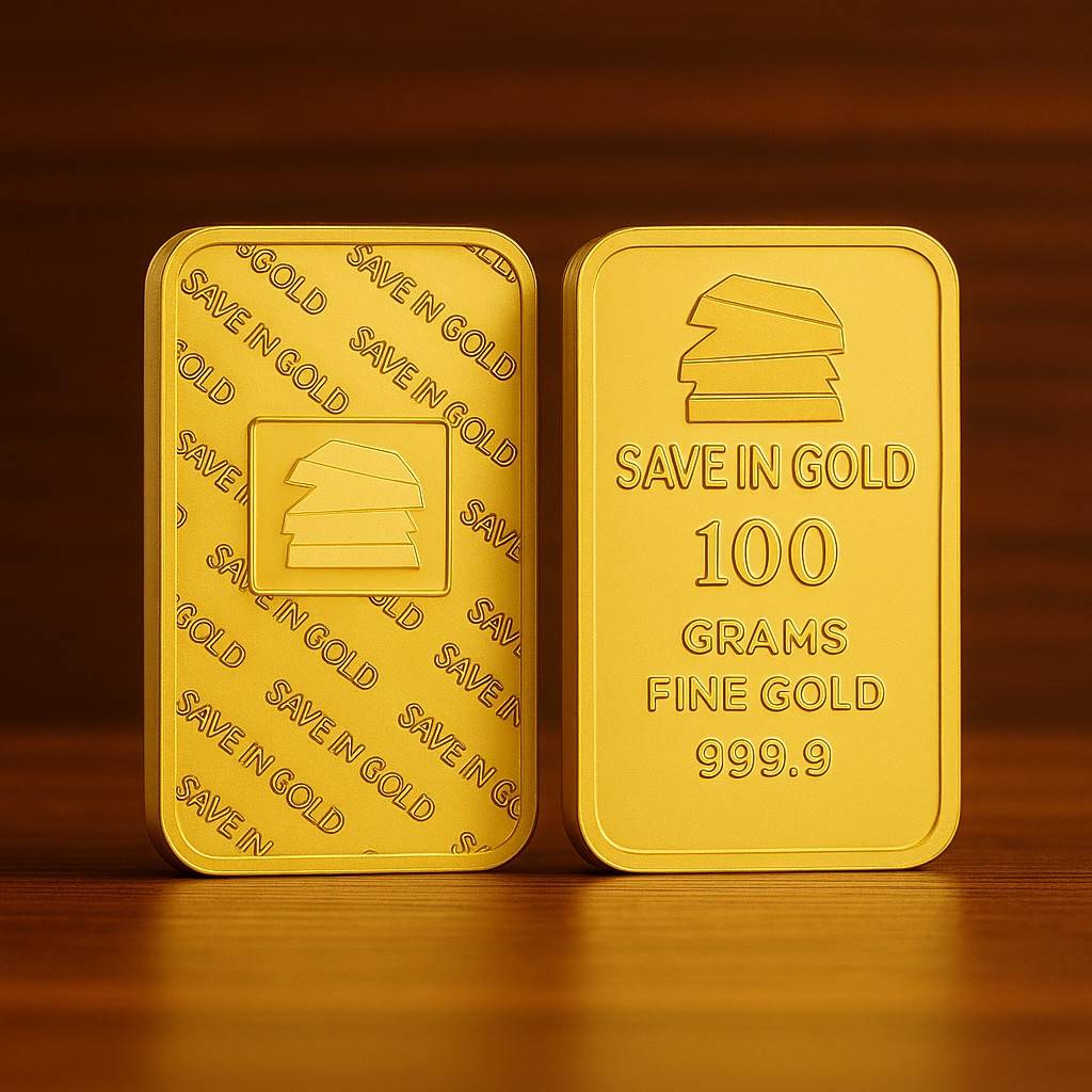 Save in Gold 100 Grams Fine Gold Bar - 999.9 Purity