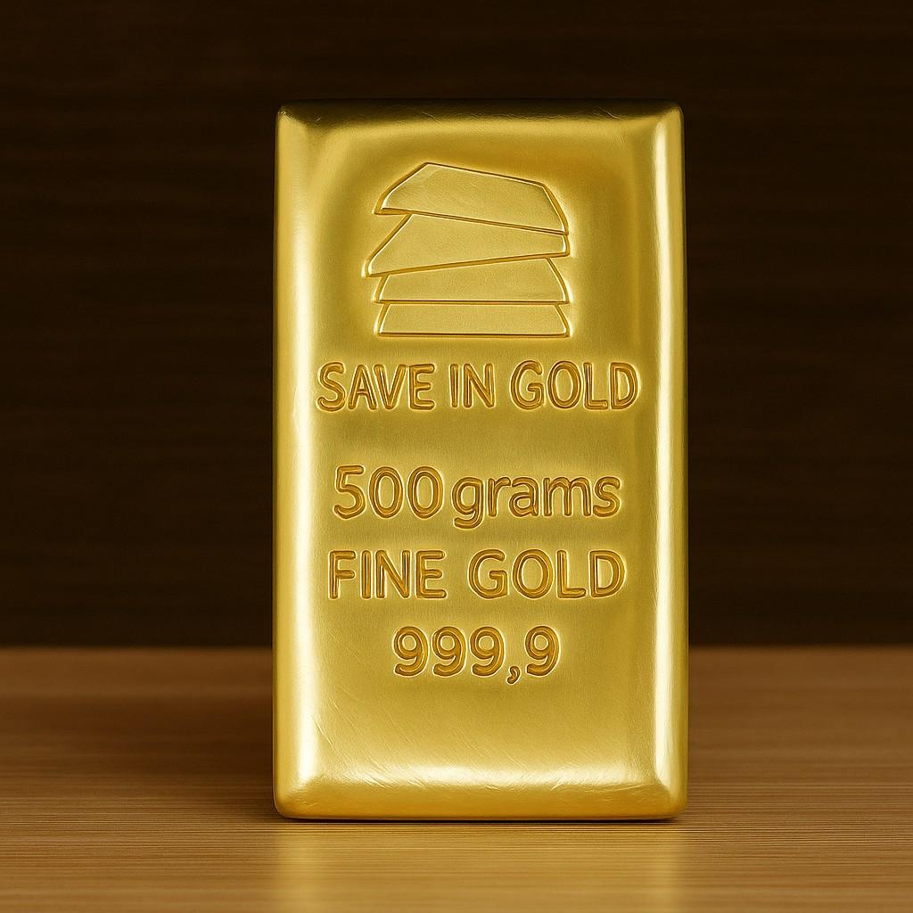 Save in Gold 500 Grams Fine Gold Bar - 999.9 Purity