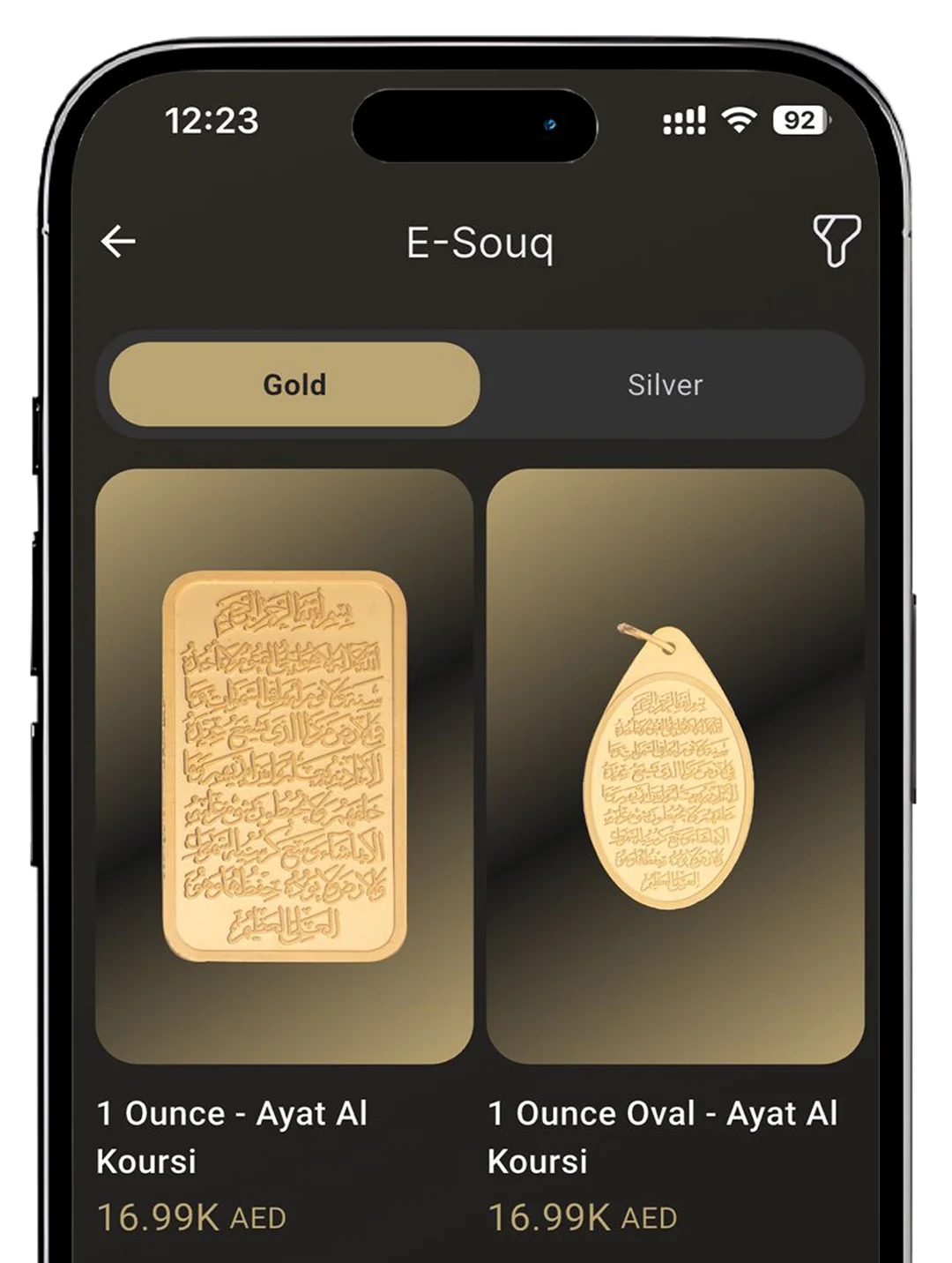 Save in Gold App interface