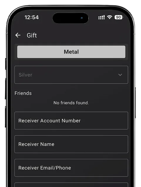 Save in Gold gift interface